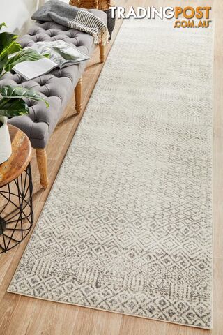 Evoke Diamond Grey Transitional Runner Rug 400X80CM - EVO-265-GREY-400X80