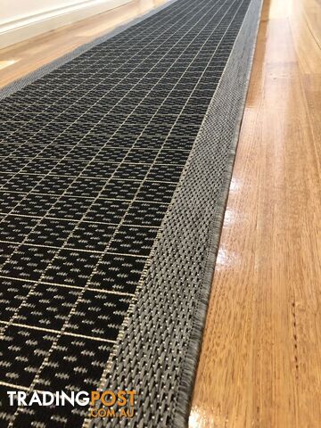 Suva Black Grey Hall Runner Non-Slip 405 212 3M - 405/212