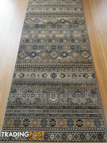 Afghan Wedgwood Blue Hallway Runner 80CM Wide 10M  - Afghan 135 Wedgwood Blue