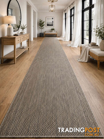 Malia Taupe Linen Hallway Runner Non-Slip 80cm Wide 9.5M - CHINO 20022 TAUPE...