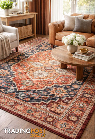 Kachan Navy Medallion Rug 160 x 220CM - BKASHAN-4929-X