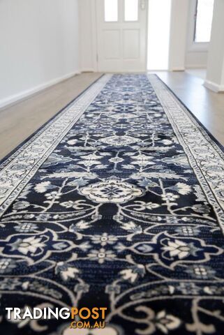 Verona Navy Hallway Runner 80CM Wide 14M  - 6256A NAVY VC