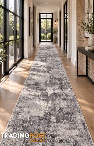 Selena Grey Hallway Runner 80CM Wide 1M - 530/mid Grey