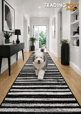 Seville Modern Hallway Runner 80CM Wide 13.5M - Axon-614681-Black