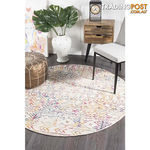 Oasis Ismail Multi Grey Rustic Round Rug 150X150cm - OAS-456-MULT-150X150