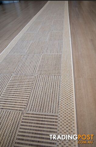 Suva Coffee Natural Squares 22 721 Hallway Runner Non Slip 3.5M  - 22 721 CN