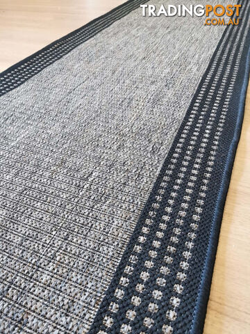 Sorrento Beige Black Border Hallway Runner Non Slip 80CM Wide 1M  - Seaspray 734/J48 H Grey 80CM