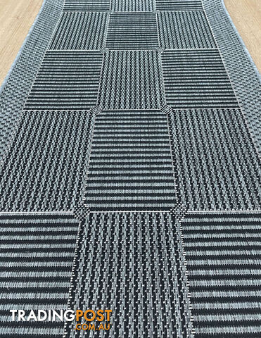 Suva Squares Black Grey 22 212 Hallway Runner Non Slip 9.5M - Suva Black Grey...