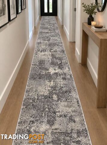 Selena Grey Hallway Runner 80CM Wide 10.5M