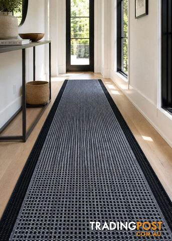 Chino Silver Black 2822 Hall Runner Non-Slip 80cm Wide 5M -...