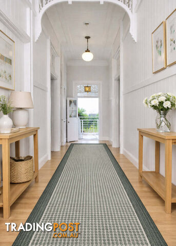 Chino 2822 Green Linen Hallway Runner Non-Slip 80CM 16.5M