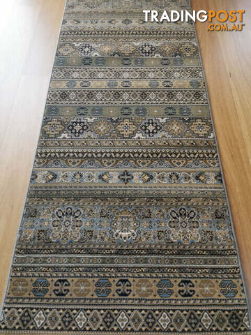 Afghan Wedgwood Blue Hallway Runner 80CM Wide 3M  - Afghan 135 Wedgwood Blue