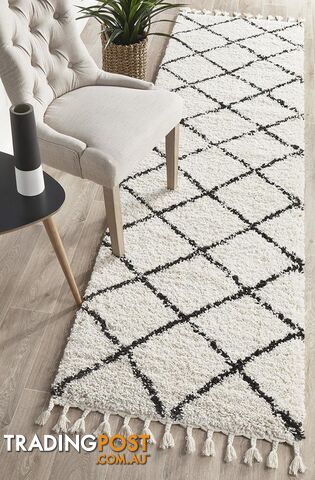 Saffron 22 White Runner Rug 400X80CM - SAF-22-WHT-400X80