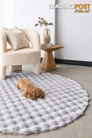 Bubble Silver Round - Machine Washable Rug 200X200CM - BUB-SILVER-200X200