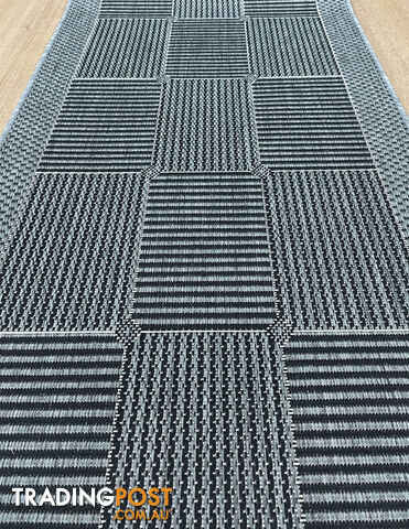 Suva Squares Black Grey 22 212 Hallway Runner Non Slip 16M - Suva Black Grey...