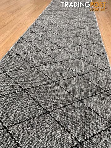 Chino 1931 Grey Black Hall Runner 80cm Wide Non-Slip 15M  - UPDAE SKU - 1931 Grey Black