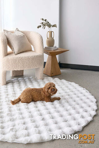 Bubble White Round - Machine Washable Rug 200X200CM - BUB-WHITE-200X200