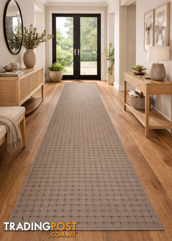 Roma Dots Taupe Hallway Runner 80CM Wide 2M - MOS JAZZ TAUPE 80CM