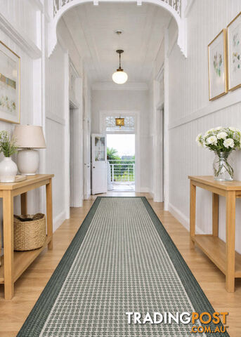 Chino 2822 Green Linen Hallway Runner Non-Slip 80CM 15M