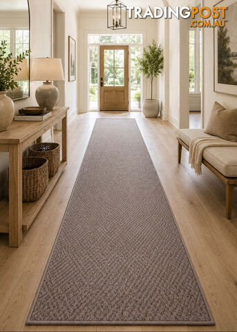 Phoenix Taupe Hall Runner 67cm Wide Non Slip Backing 12M - TANGO - TAUPE 80CM
