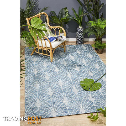 Terrace Fern Trellis Rug Blue 290X200CM  - TER-5502-BLU-290X200