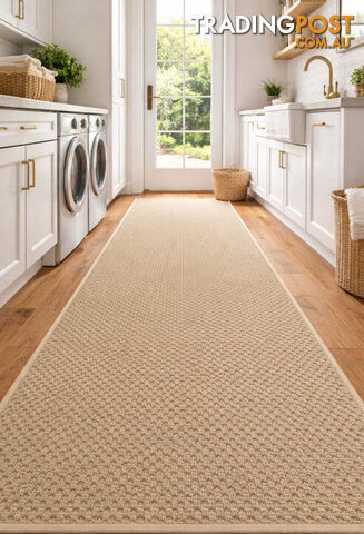 Phoenix Beige Hall Runner 67cm Wide Non Slip Backing 3.5M - TANGO - BYRON BAY