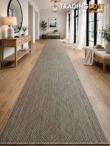 Malia Taupe Linen Hallway Runner Non-Slip 80cm Wide 2M - CHINO 20022 TAUPE LINEN...