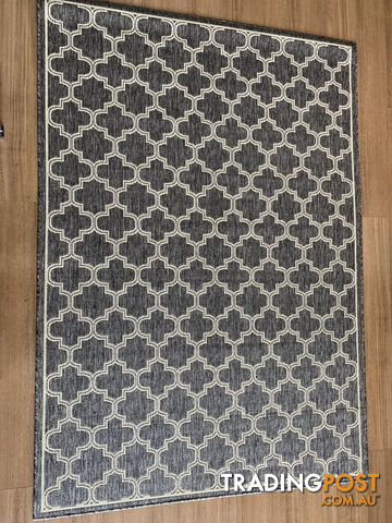 Moroccan Silver Ivory Flat Weave Non Slip Rug 200x290CM - C2534-SILVGRYIVORY