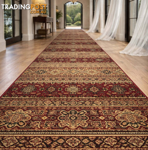 Afghan Red Hallway Runner 80CM Wide 11.5M - Afghan 135 Red