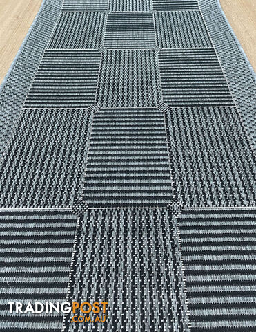Suva Squares Black Grey 22 212 Hallway Runner Non Slip 11M - Suva Black Grey...