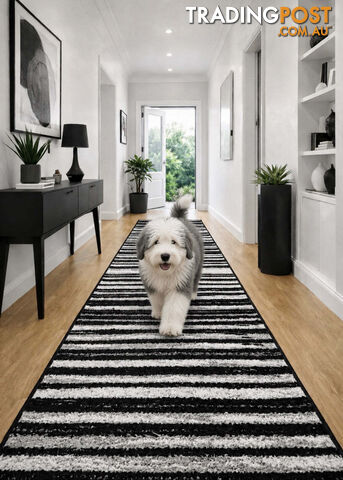 Seville Modern Hallway Runner 80CM Wide 3M - Axon-614681-Black