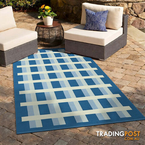 Vista Lattice Blue Rug 400X80CM - VTA-LAT-BLUE-400X80