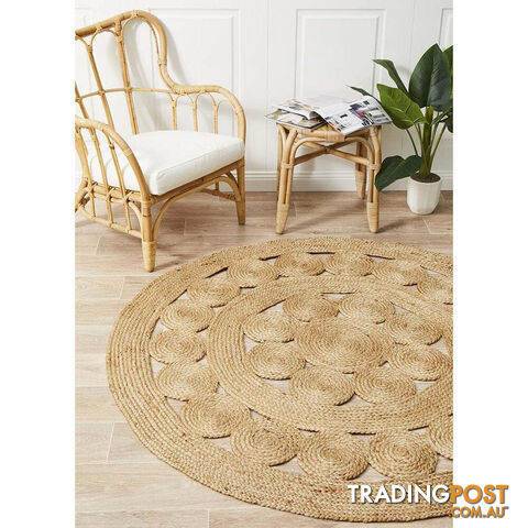 Natural Daisy Jute Rug 120x120cm - ATR-PIL-NAT-120X120