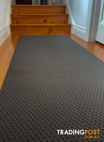 Phoenix Charcoal Hall Runner 80cm Wide Non Slip Backing 3.5M  - TANGO - GREY CHARCOAL