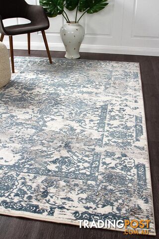 Kendra Yasmin Distressed Transitional Rug White Blue Grey 290X200CM -...