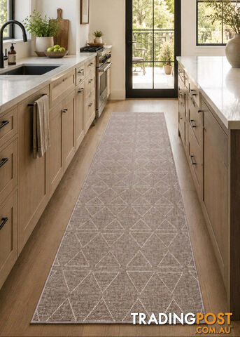 Roma Triangles Mocha Hallway Runner 67CM Wide 12.5M