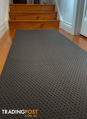 Phoenix Charcoal Hall Runner 80cm Wide Non Slip Backing 2M  - TANGO - GREY CHARCOAL