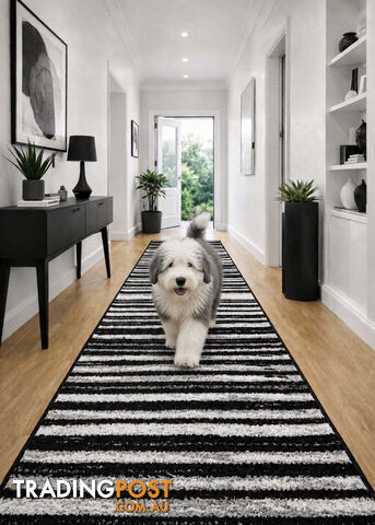 Seville Modern Hallway Runner 80CM Wide 7M - Axon-614681-Black