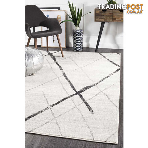 Oasis Noah White Grey Contemporary Rug 400X80cm - OAS-452-GREY-400X80