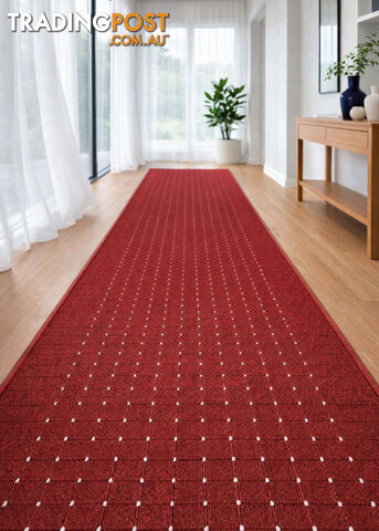 Roma Dots Red Hallway Runner 80CM Wide 3M