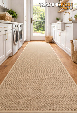 Phoenix Beige Hall Runner 80cm Wide Non Slip Backing 12M - Tango-Byron-Bay