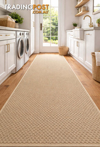 Phoenix Beige Hall Runner 80cm Wide Non Slip Backing 5M - Tango-Byron-Bay