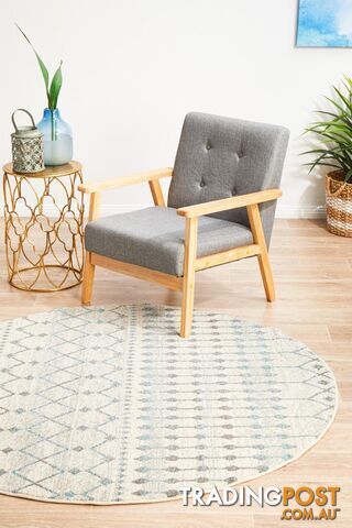 Evoke Slate White Transitional Round Rug 240X240CM - EVO-260-WHI-240X240