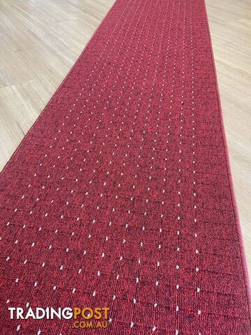 Roma Dots Red Hallway Runner 80CM Wide 13M 