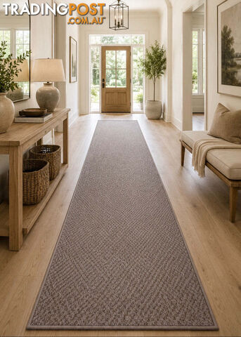 Phoenix Taupe Hall Runner 67cm Wide Non Slip Backing 10M - TANGO - TAUPE 80CM