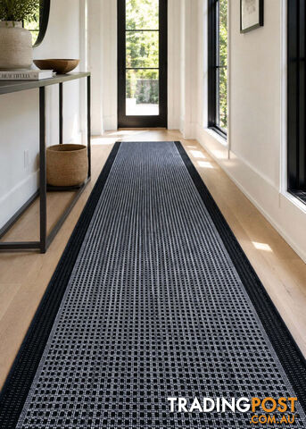 Chino Silver Black 2822 Hall Runner Non-Slip 80cm Wide 12M -...