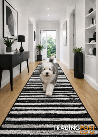 Seville Modern Hallway Runner 80CM Wide 12.5M - Axon-614681-Black