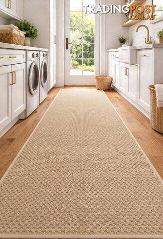 Phoenix Beige Hall Runner 80cm Wide Non Slip Backing 14M - Tango-Byron-Bay