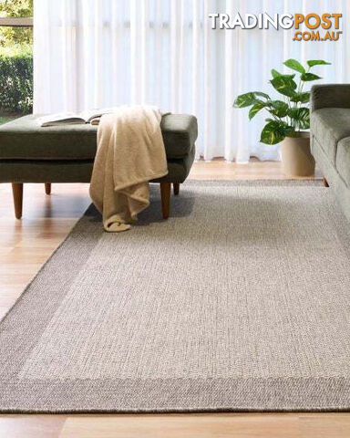 Lara Taupe Grey Border Non Slip Rug 280x 380CM - ESOLARA49092-TAUPE-GREY