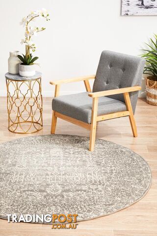 Evoke Homage Grey Transitional Round Rug 150X150CM  - EVO-256-GREY-150X150